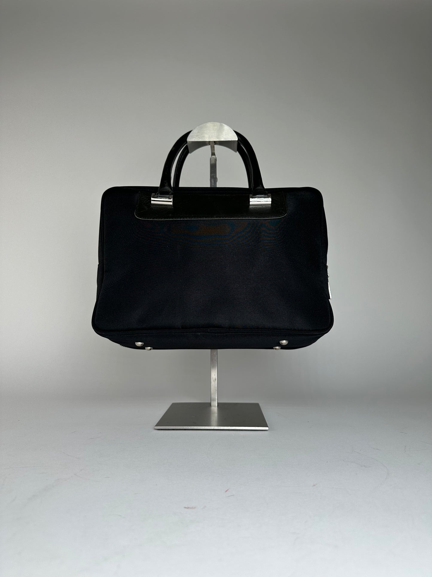 Vintage Courreges Canvas Leather Handbag Black