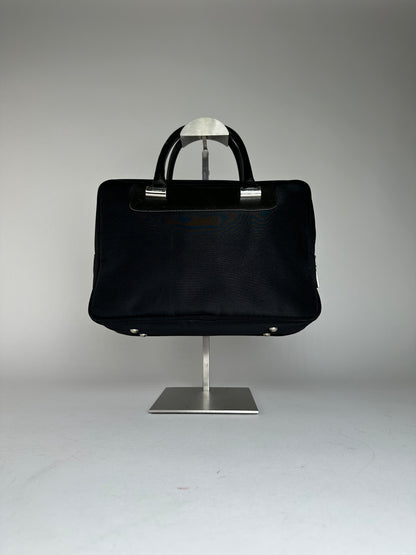 Vintage Courreges Canvas Leather Handbag Black