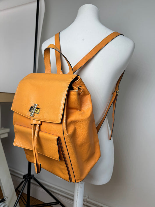 Sac à dos vintage en cuir Céline Paris Orange