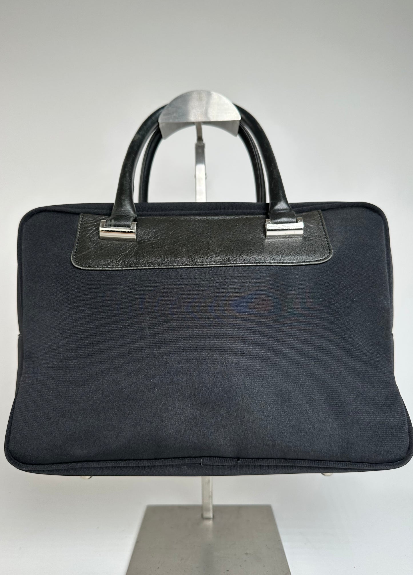 Vintage Courreges Canvas Leather Handbag Black