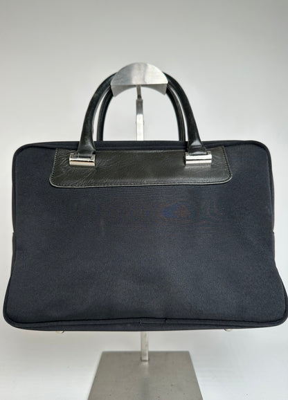 Vintage Courreges Canvas Leather Handbag Black
