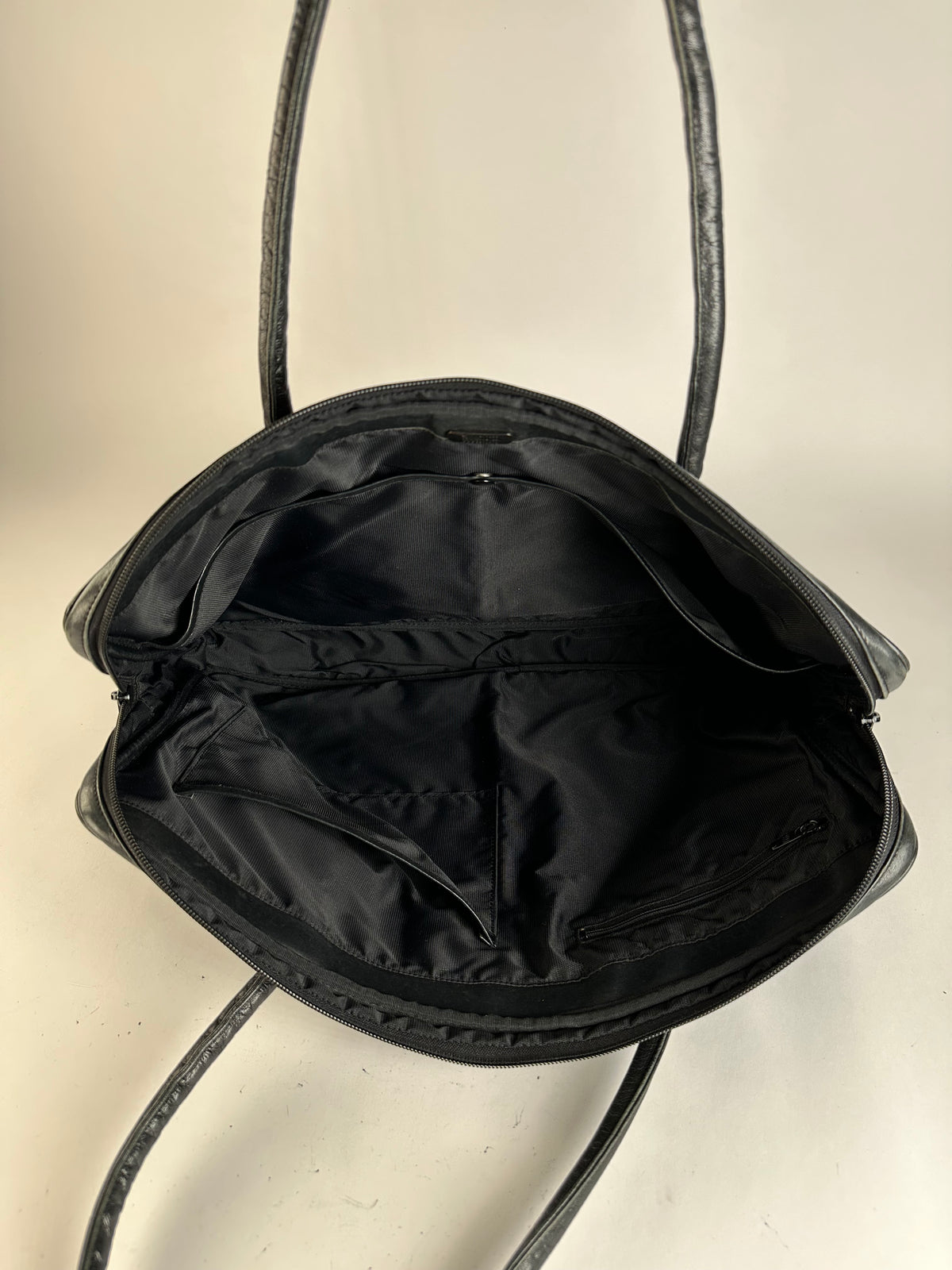 Vintage Issey Miyake Structured Leather Top-Handle Bag Black