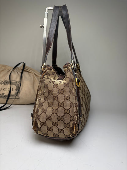 Vintage Gucci GG Supreme Abbey Shoulder Bag Beige Brown