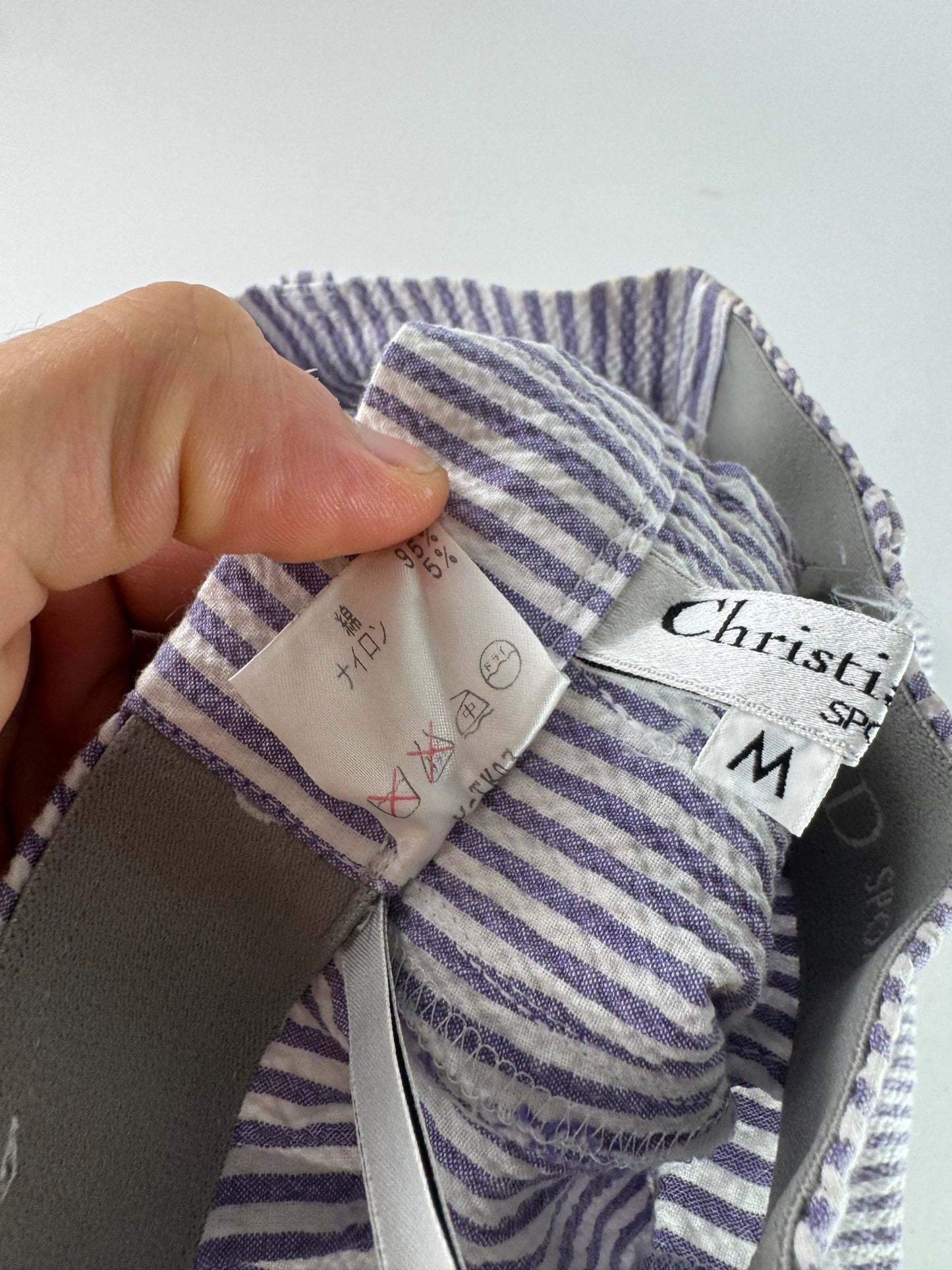 Vintage Dior Striped Shorts White Purple M