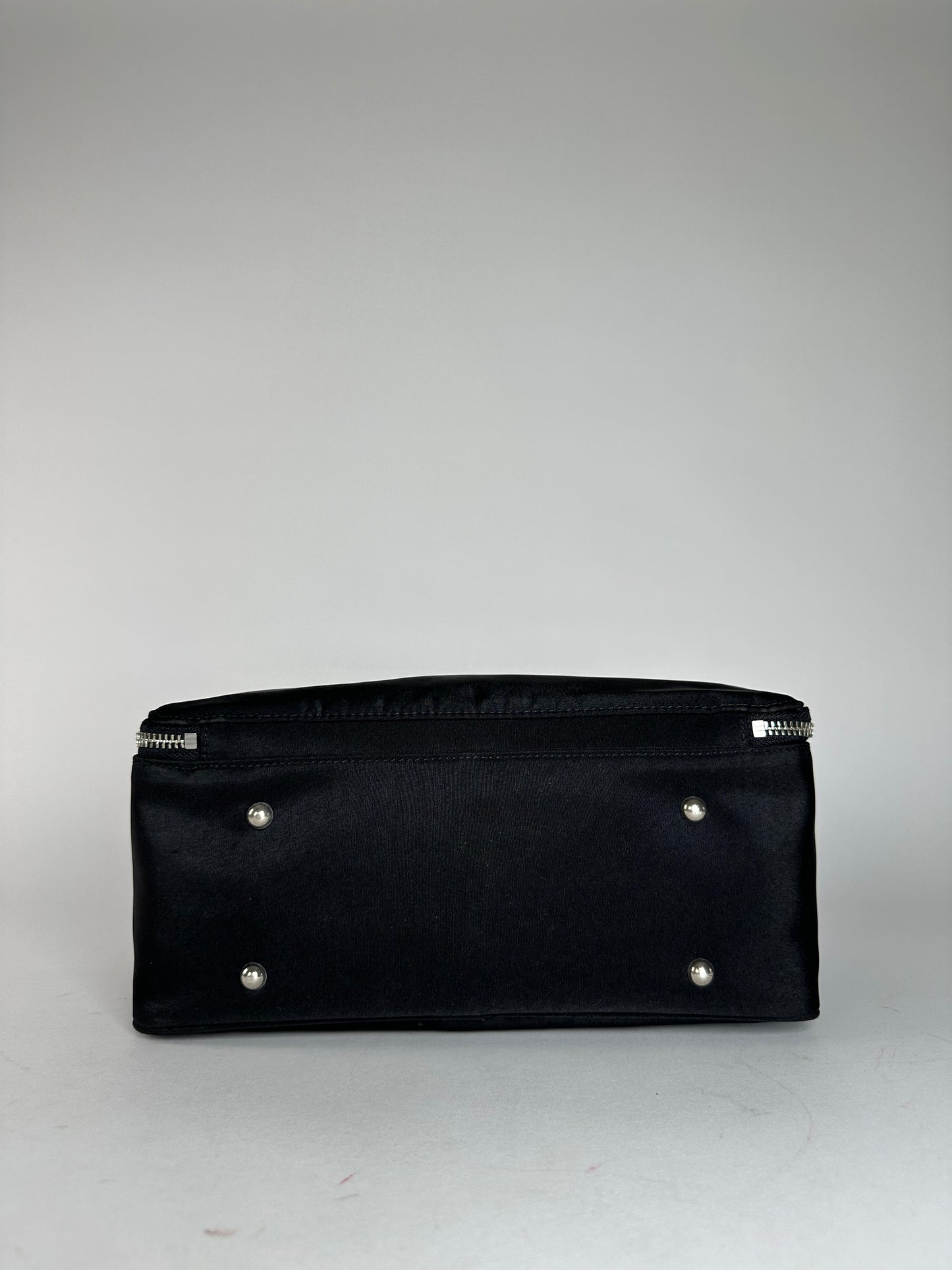 Vintage Courreges Canvas Leather Handbag Black