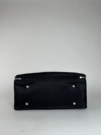 Vintage Courreges Canvas Leather Handbag Black