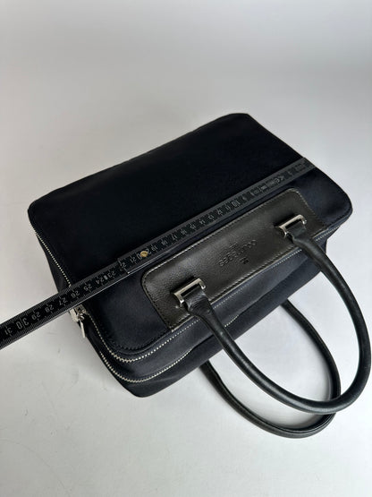 Vintage Courreges Canvas Leather Handbag Black