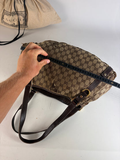 Vintage Gucci GG Supreme Abbey Shoulder Bag Beige Brown