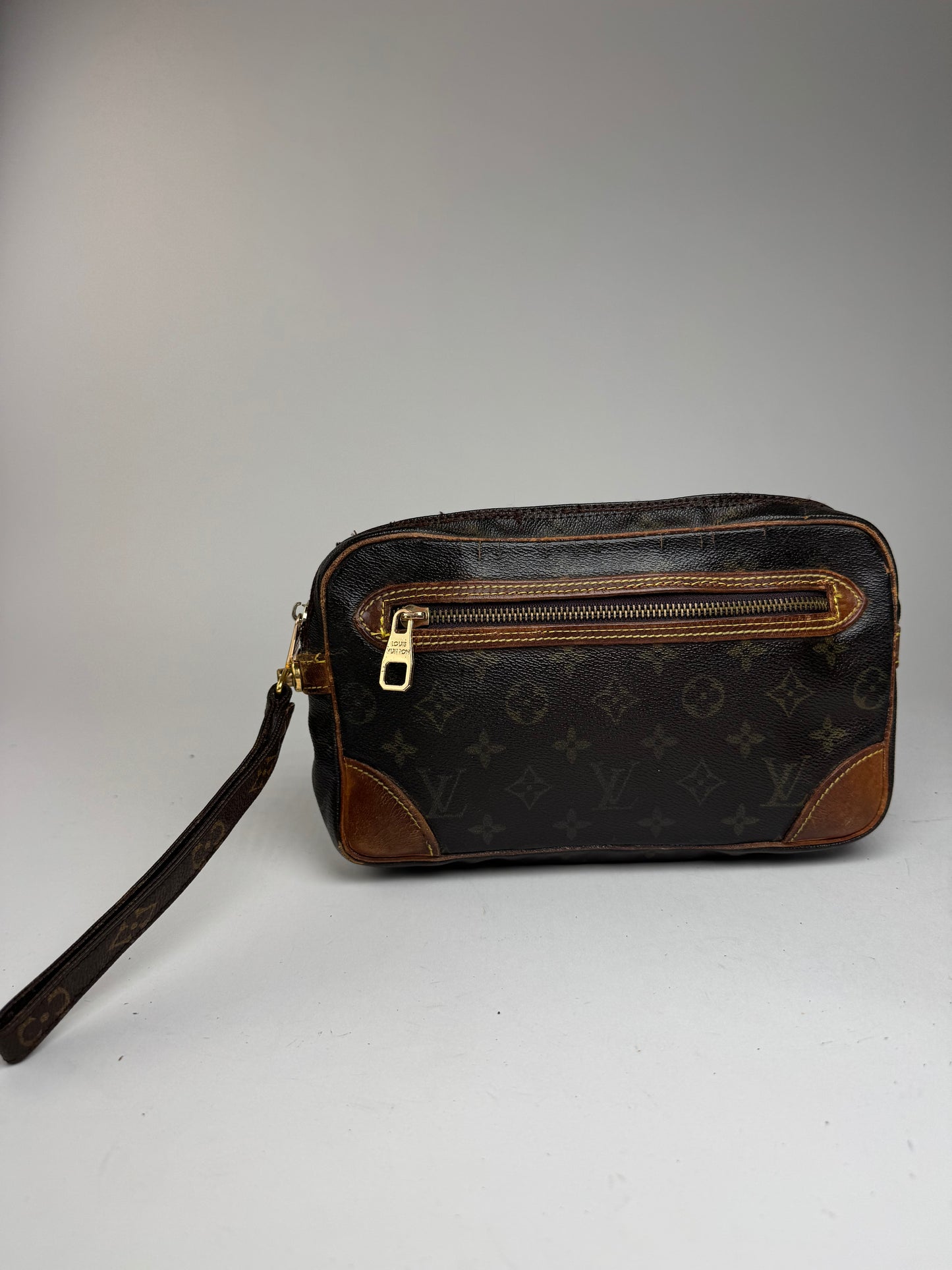 Pochette vintage Louis Vuitton en cuir Monogram marron