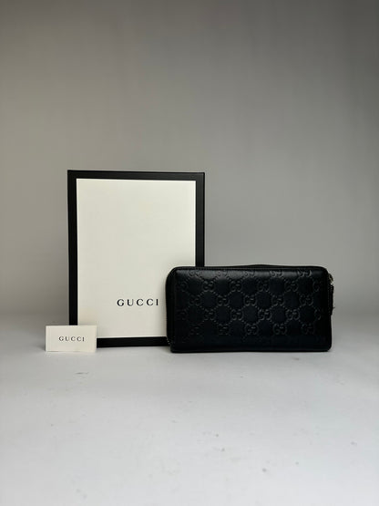 Vintage Gucci GG Guccissima Leather Bifold Wallet Late 2000s Black