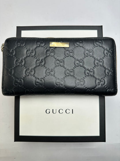 Vintage Gucci GG Guccissima Leather Bifold Wallet Late 2000s Black