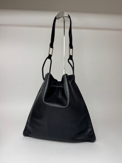 Sac seau vintage en cuir Gucci noir