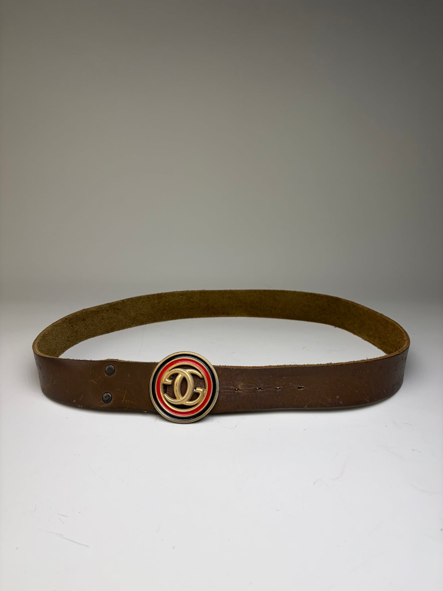 Vintage Gucci Smooth Leather Belt Gold Buckle Brown