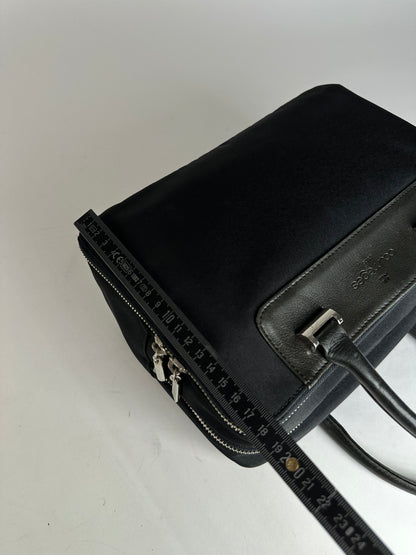 Vintage Courreges Canvas Leather Handbag Black