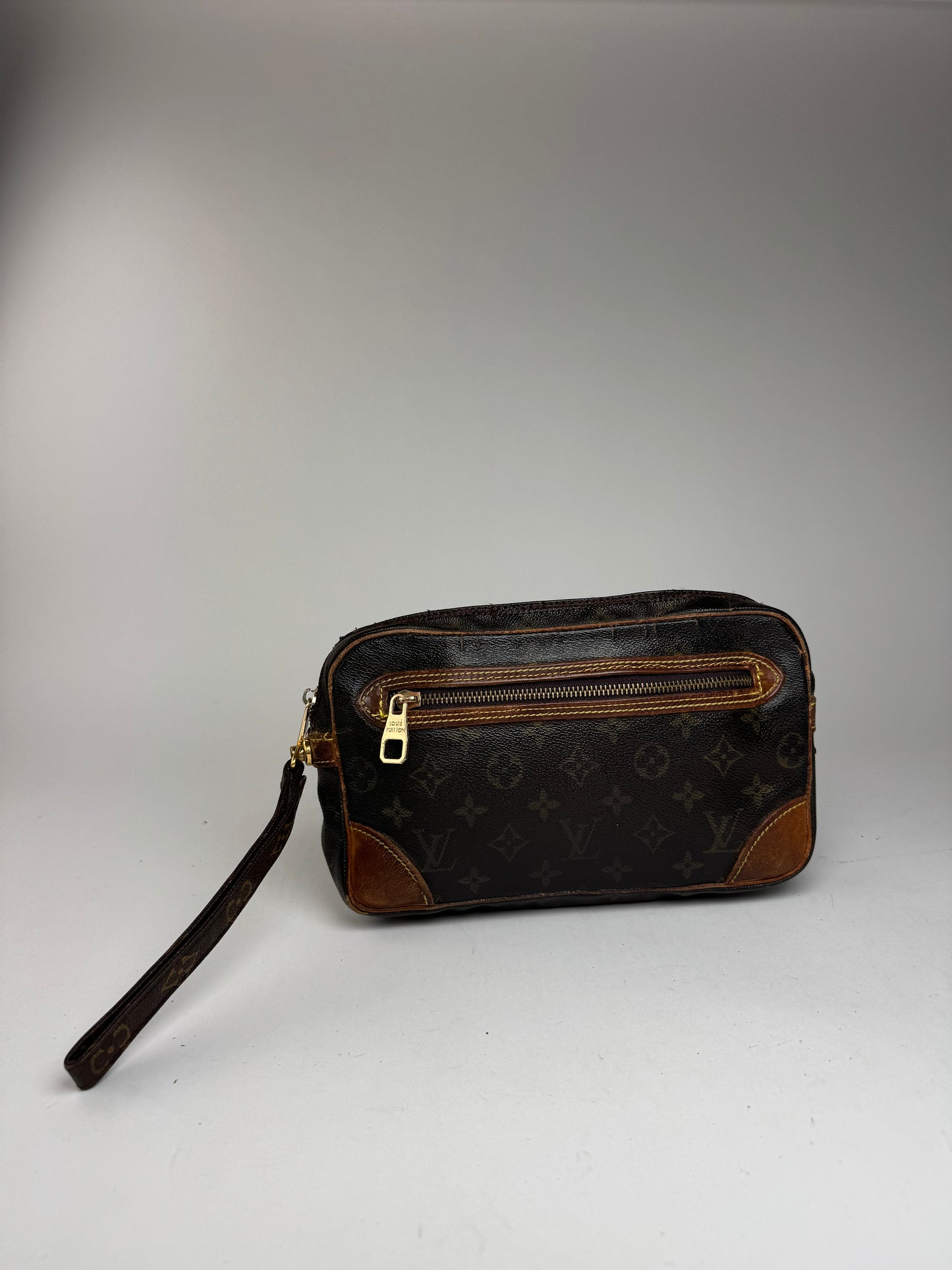 Pochette vintage Louis Vuitton en cuir Monogram marron