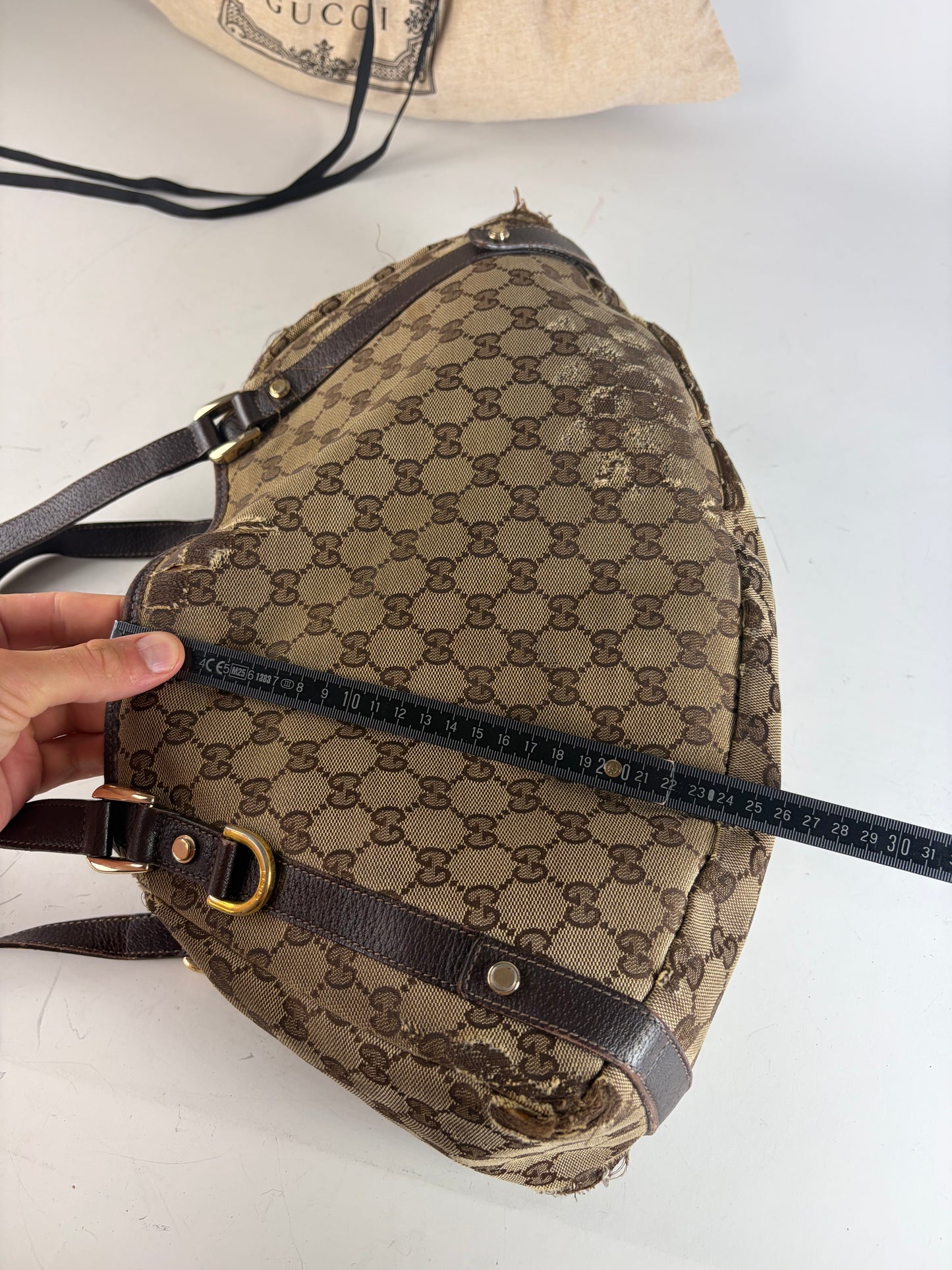 Vintage Gucci GG Supreme Abbey Shoulder Bag Beige Brown