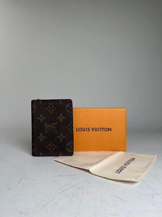 Vintage Louis Vuitton Monogram Canvas Card Holder Brown Gold