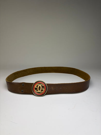 Vintage Gucci Smooth Leather Belt Gold Buckle Brown