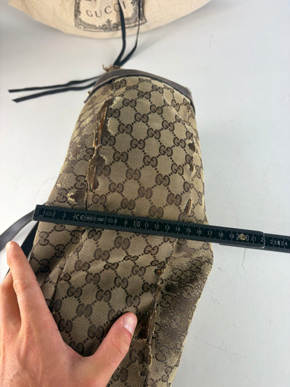 Vintage Gucci GG Supreme Abbey Shoulder Bag Beige Brown