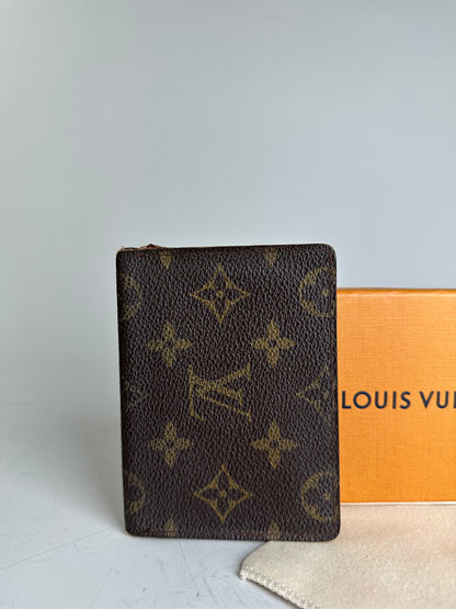 Vintage Louis Vuitton Monogram Canvas Card Holder Brown Gold
