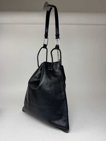 Sac seau vintage en cuir Gucci noir