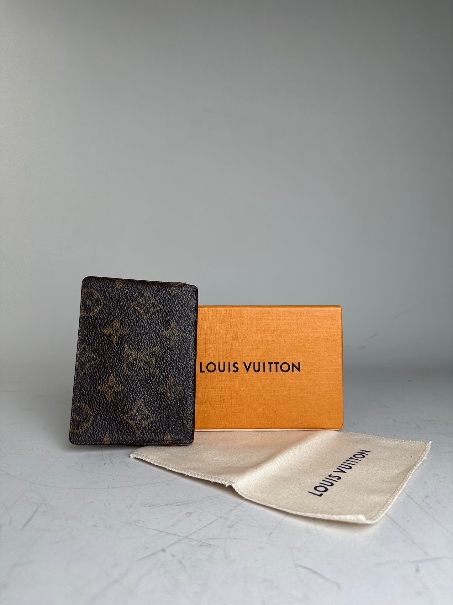 Vintage Louis Vuitton Monogram Canvas Card Holder Brown Gold