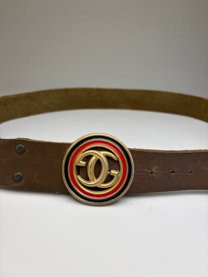 Vintage Gucci Smooth Leather Belt Gold Buckle Brown