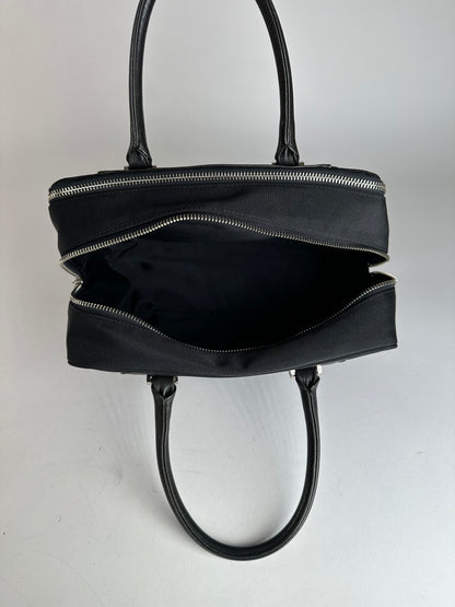 Vintage Courreges Canvas Leather Handbag Black