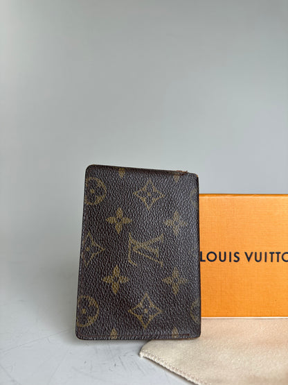 Vintage Louis Vuitton Monogram Canvas Card Holder Brown Gold