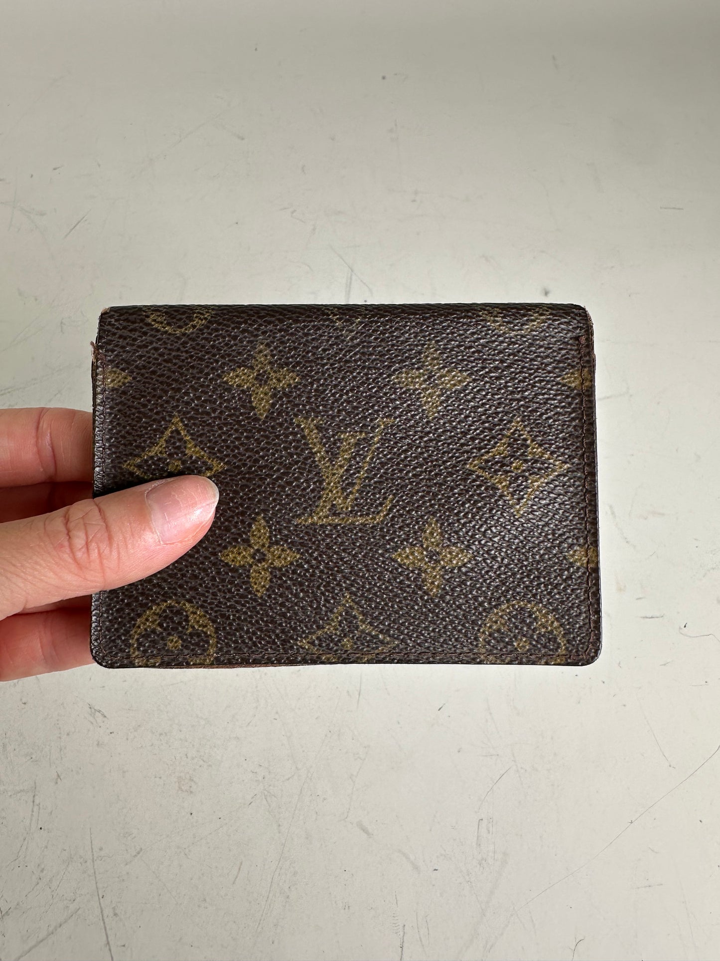 Vintage Louis Vuitton Monogram Canvas Card Holder Brown Gold