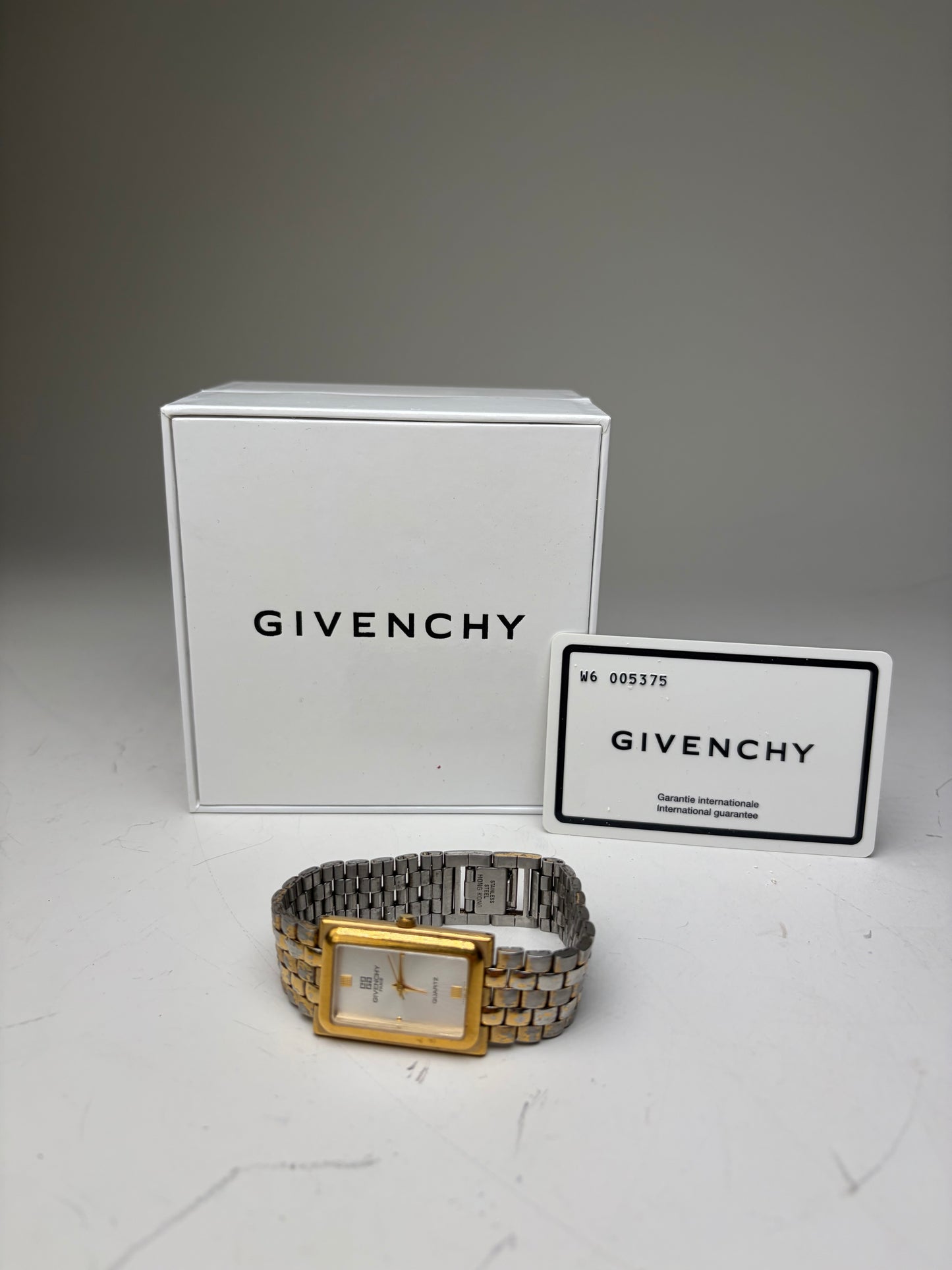 Vintage Givenchy Stainless Steel Bracelet Watch Silver Gold