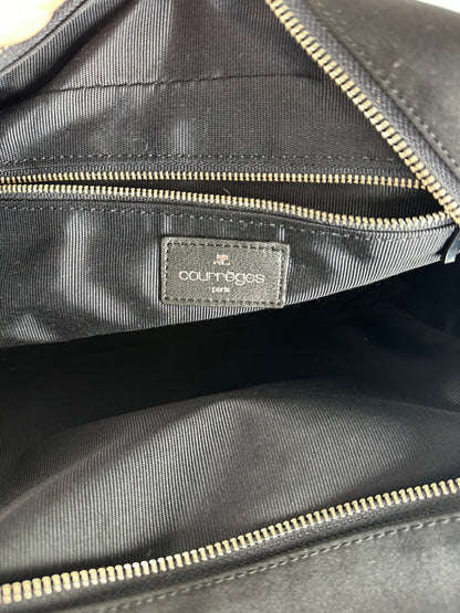 Vintage Courreges Canvas Leather Handbag Black