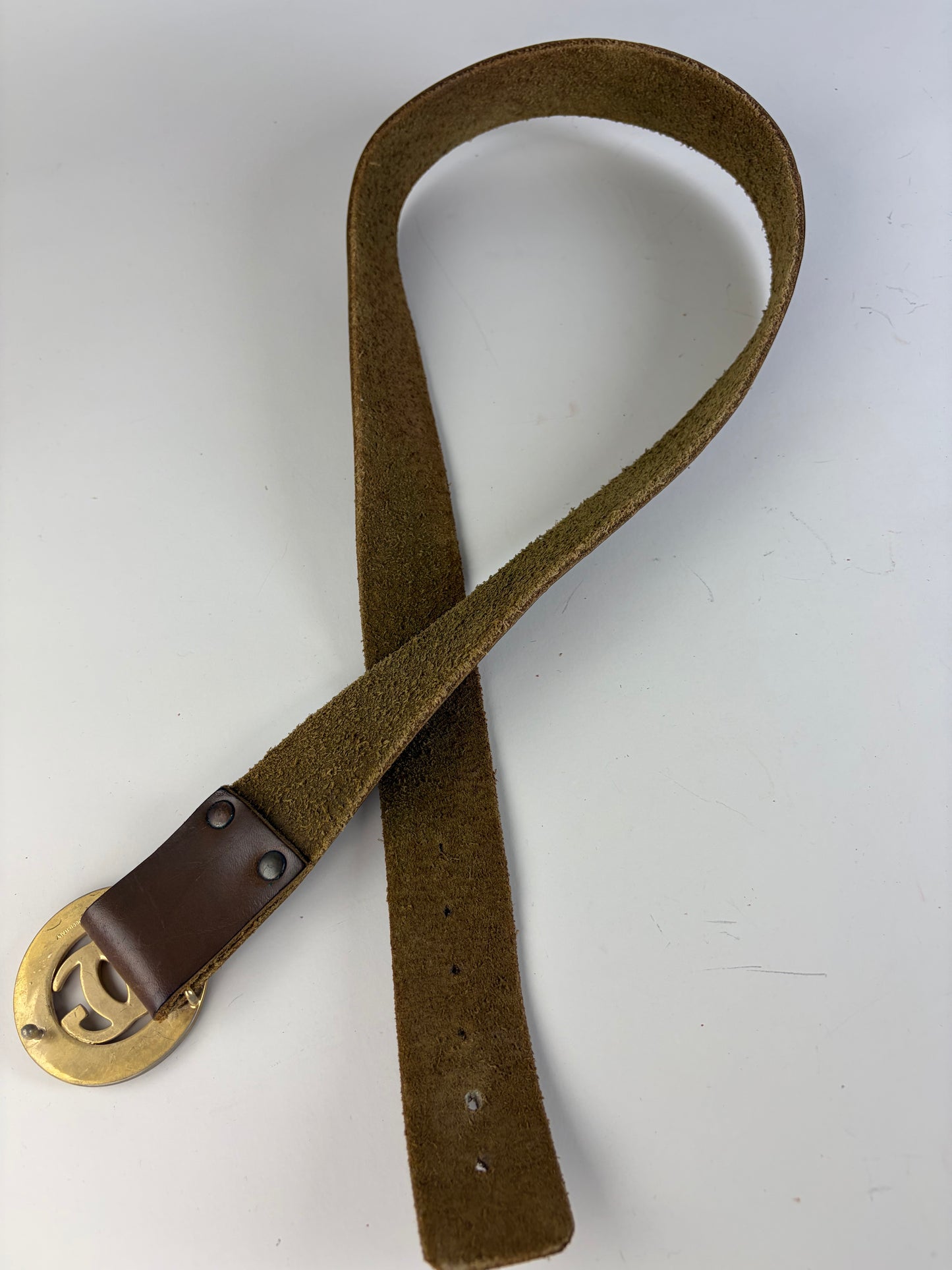 Vintage Gucci Smooth Leather Belt Gold Buckle Brown