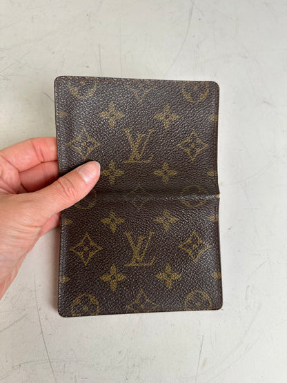 Vintage Louis Vuitton Monogram Canvas Card Holder Brown Gold