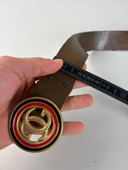 Vintage Gucci Smooth Leather Belt Gold Buckle Brown