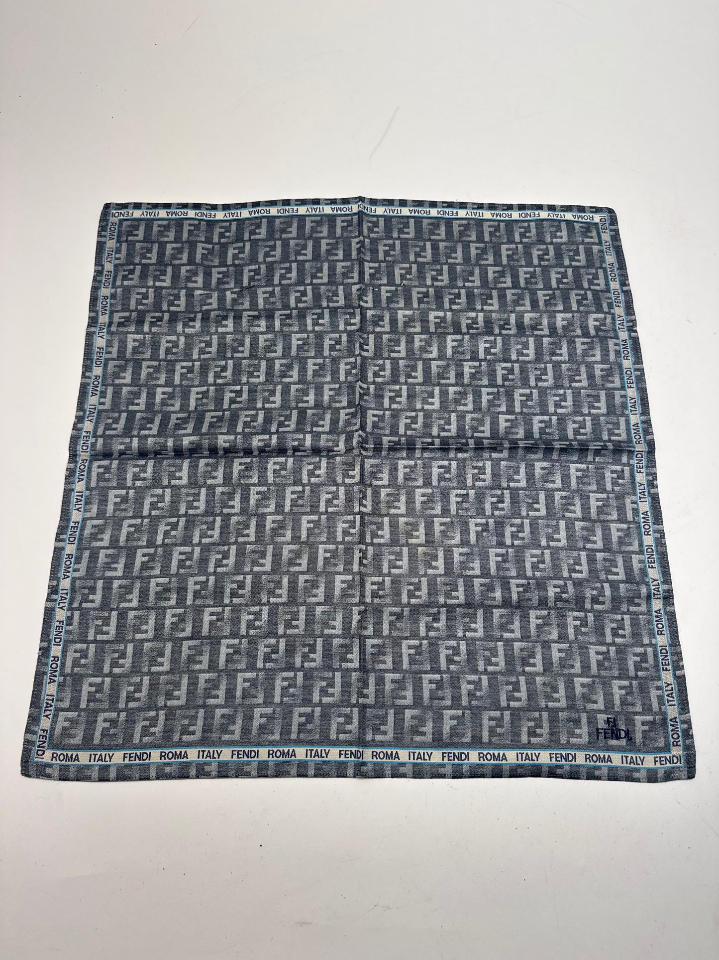 Vintage Fendi FF monogram Scarf Grey Blue