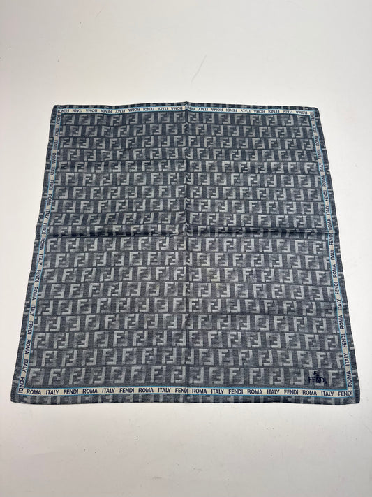 Vintage Fendi FF monogram Scarf Grey Blue
