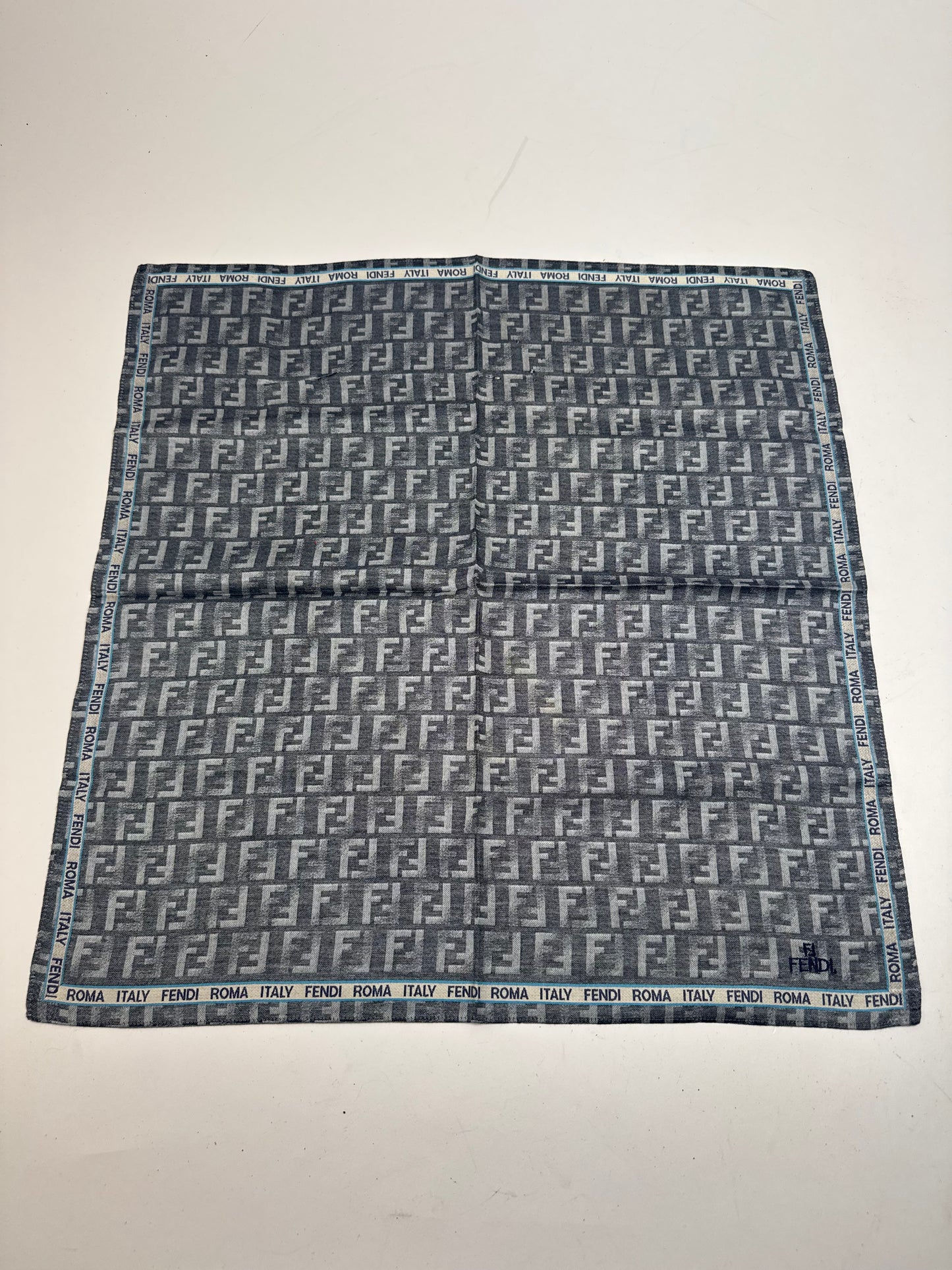 Vintage Fendi FF monogram Scarf Grey Blue