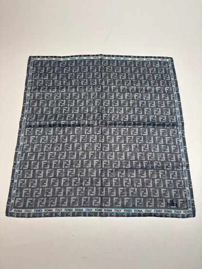 Vintage Fendi FF monogram Scarf Grey Blue