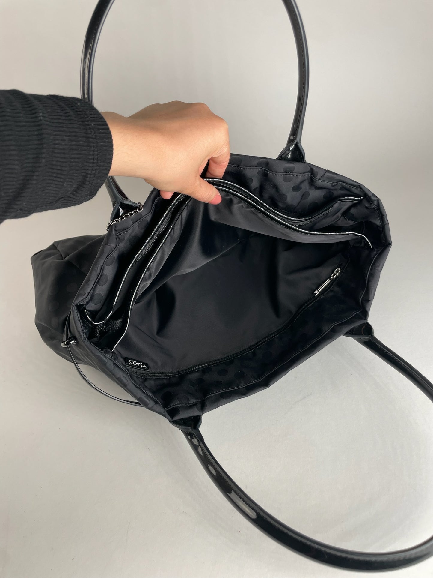 Vintage Yohji Yamamoto Polkadoz Patent Leather / Polyester Handbag