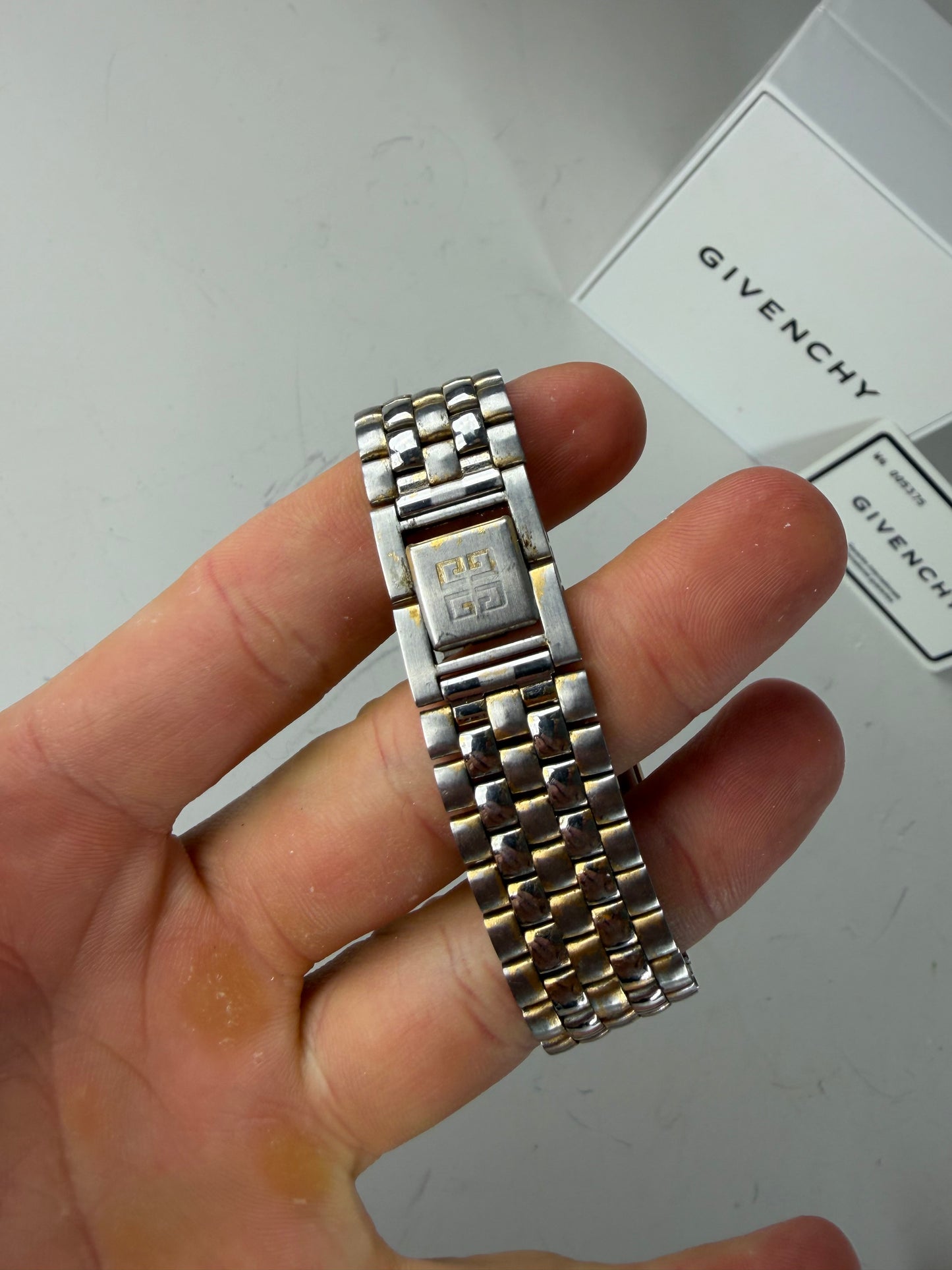 Vintage Givenchy Stainless Steel Bracelet Watch Silver Gold