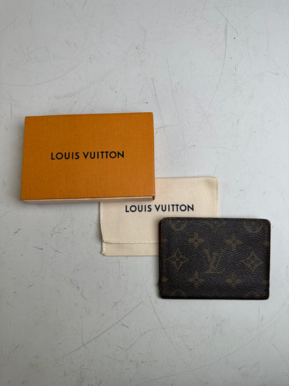 Vintage Louis Vuitton Monogram Canvas Card Holder Brown Gold
