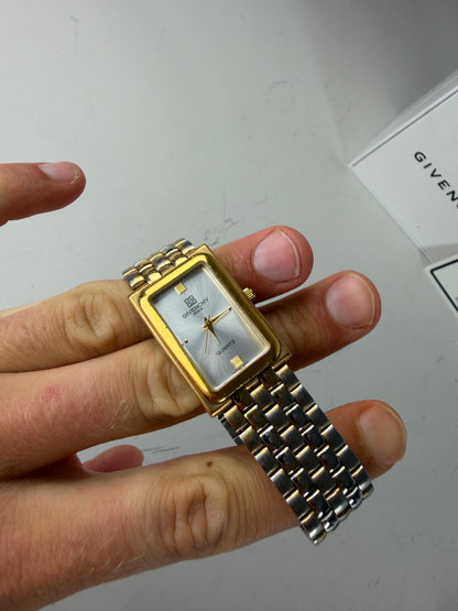 Vintage Givenchy Stainless Steel Bracelet Watch Silver Gold