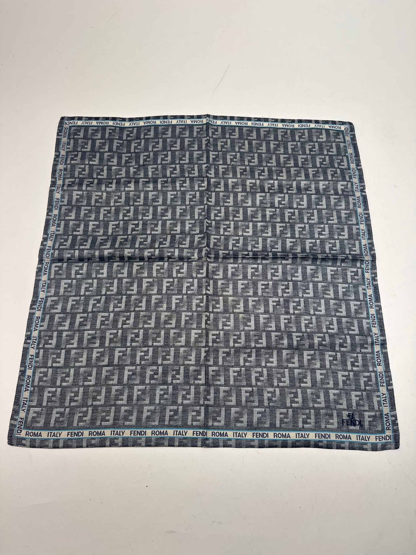 Vintage Fendi FF monogram Scarf Grey Blue