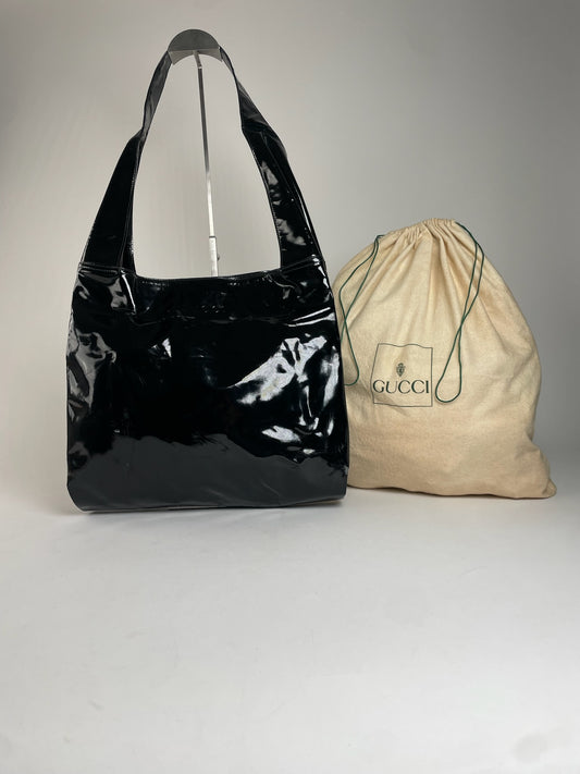 Vintage Gucci Patent Leather Handbag Black