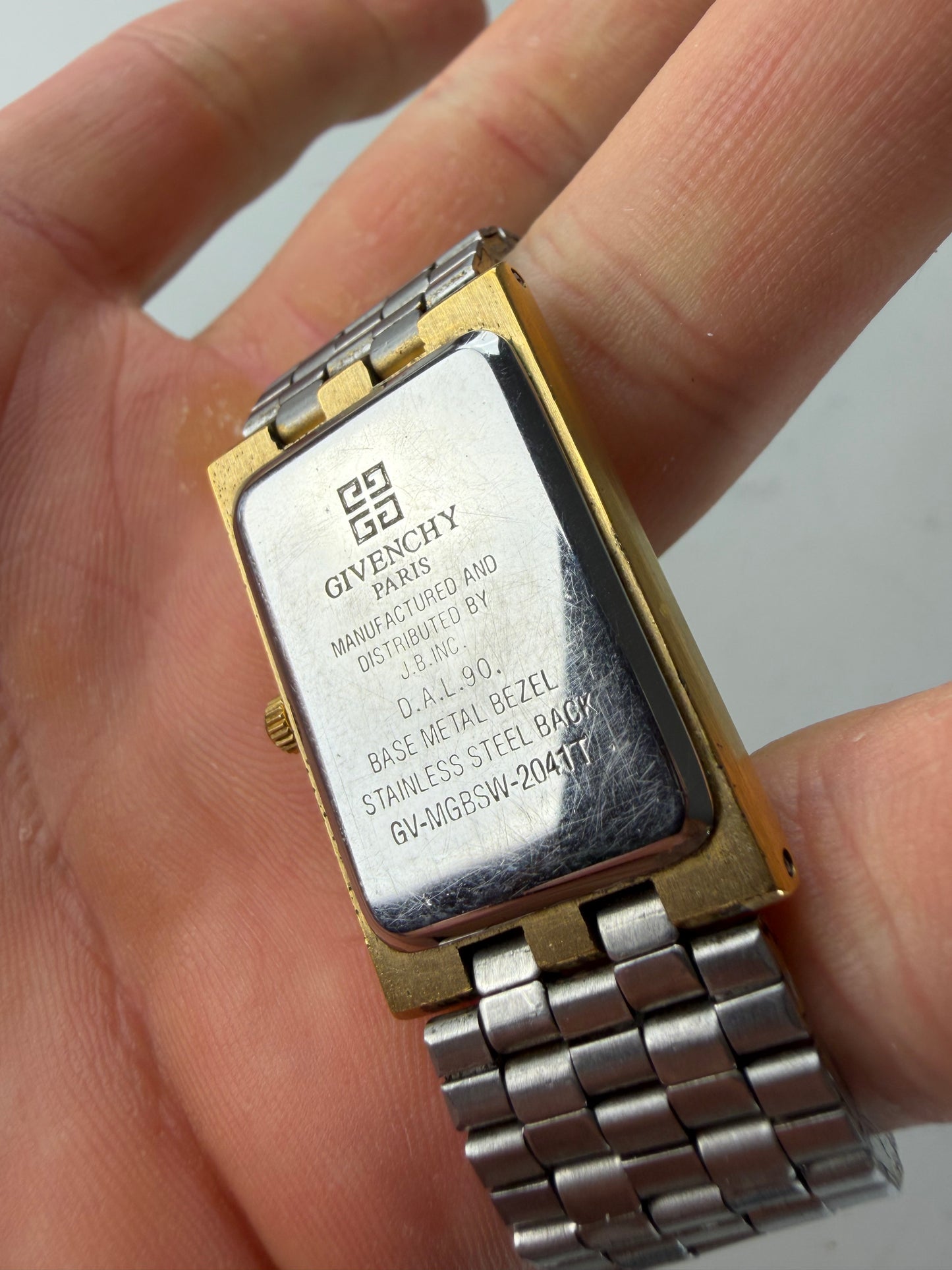 Vintage Givenchy Stainless Steel Bracelet Watch Silver Gold