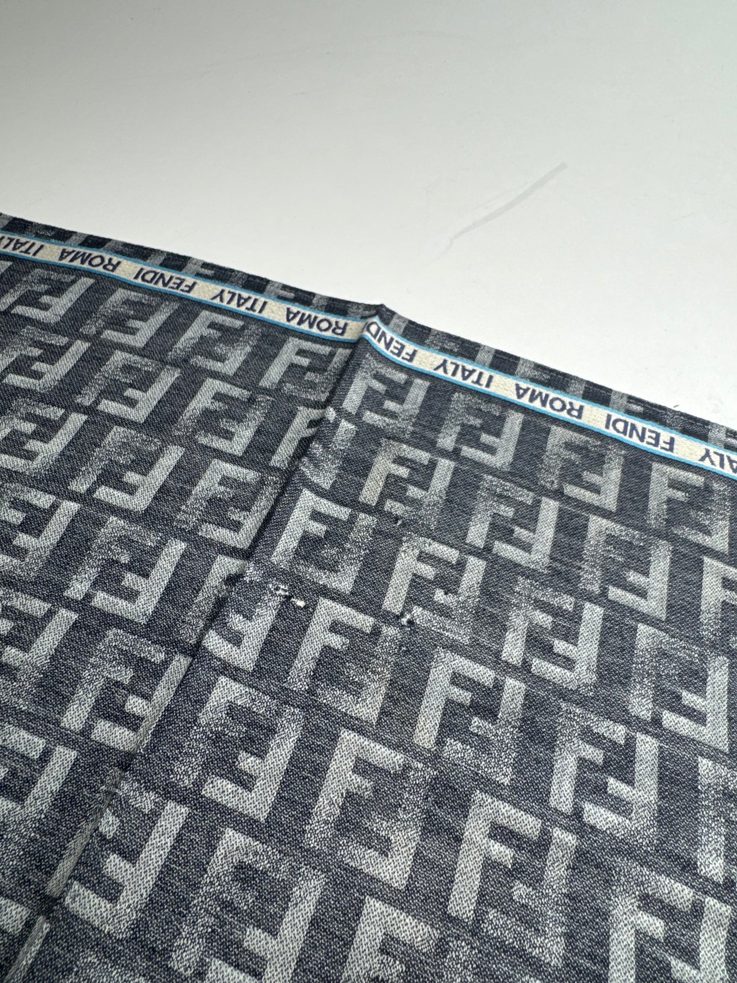 Vintage Fendi FF monogram Scarf Grey Blue