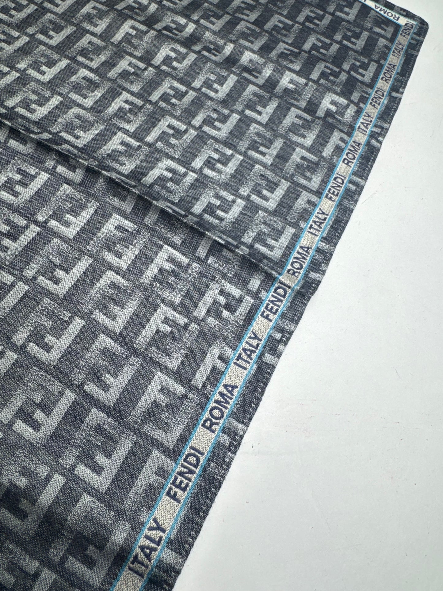 Vintage Fendi FF monogram Scarf Grey Blue
