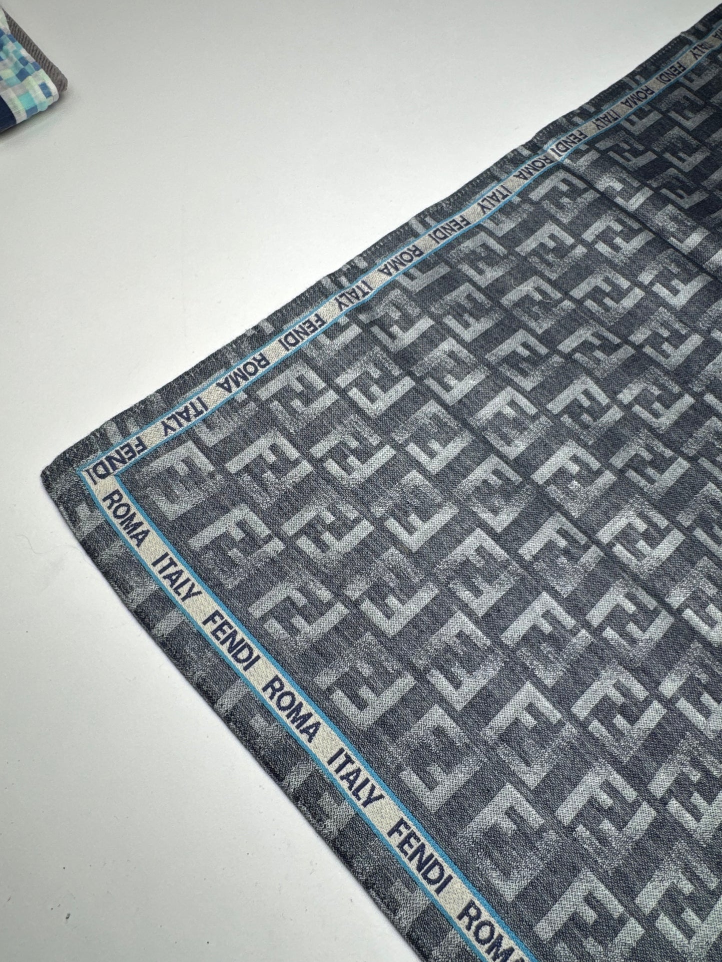 Vintage Fendi FF monogram Scarf Grey Blue