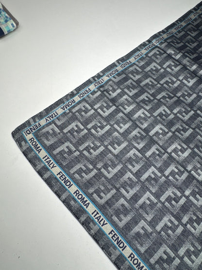 Vintage Fendi FF monogram Scarf Grey Blue